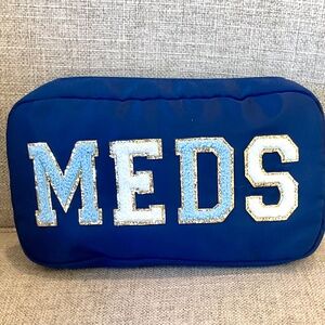 Chenille Letter Meds Cosmetic Bag NWOT